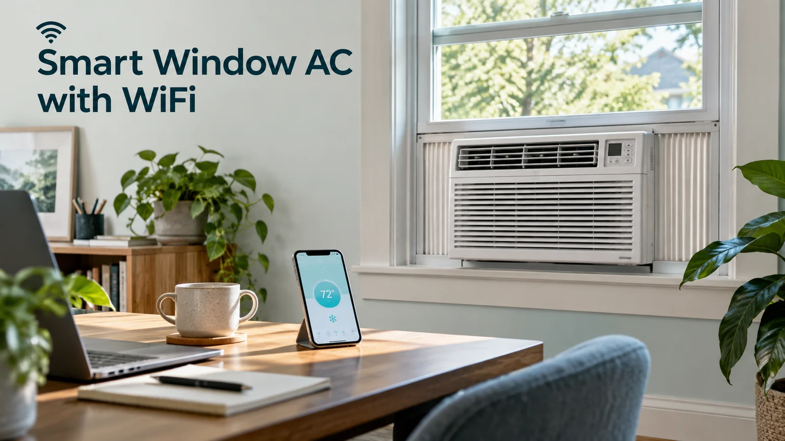 WiFi window air conditioner for home cooling